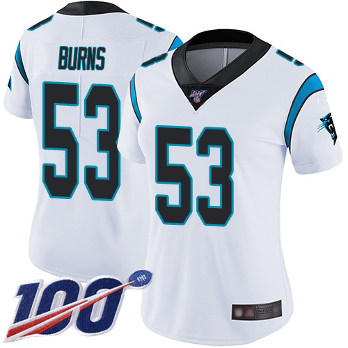 Carolina Panthers Limited White Women Brian Burns Road Jersey NFL Football #53 100th Season Vapor Untouchable